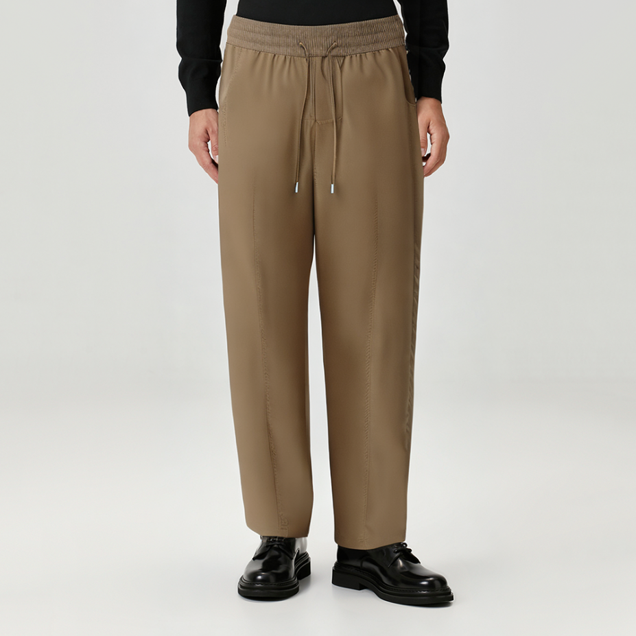 Brown regular fit breathable men's casual pants