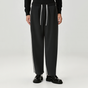 High waist thin side stripe men's casual pants