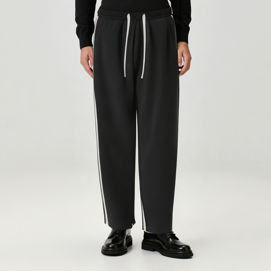 High waist thin side stripe men's casual pants