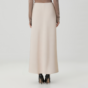 Beige side twist straight skirt for women