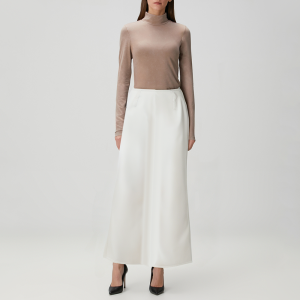 Simple satin textured straight skirt for women