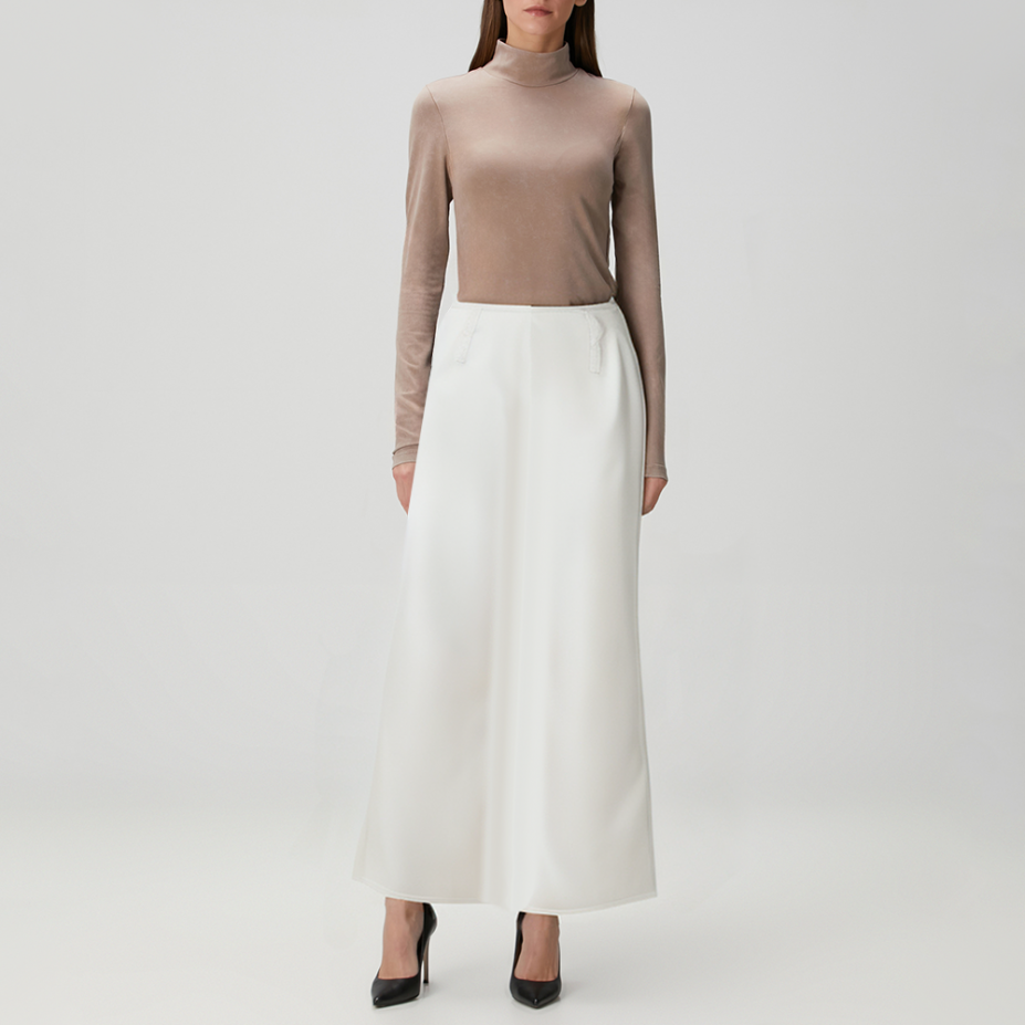 Simple satin textured straight skirt for women