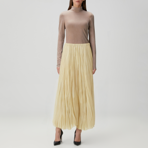 Yellow simple pleated women's skirt