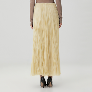 Yellow simple pleated women's skirt