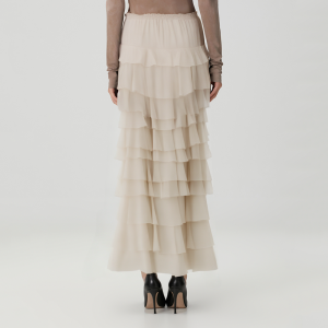 Elegant ruffled layered high waist women's skirt
