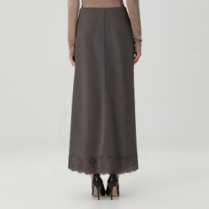Khaki high-waisted asymmetrical women's skirt