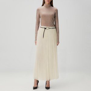 Beige all-match pleated women's skirt