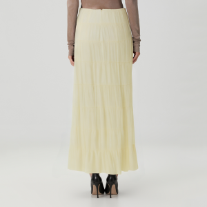 Yellow elegant pleated casual women's skirt