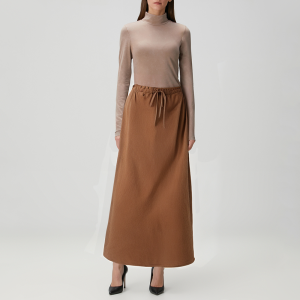 Brown bow-decorated loose women's skirt