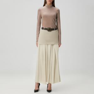 Women's patchwork skirt with belt