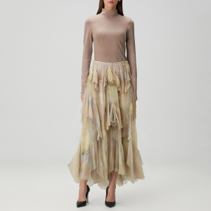 Colorful layered ruffled women's skirt