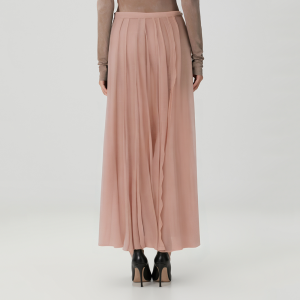 Autumn pink pleated women's skirt