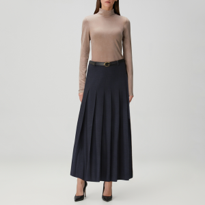 Blue all-match pleated women's skirt