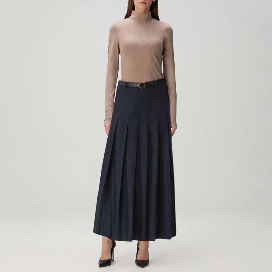 Blue all-match pleated women's skirt