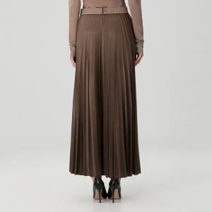 Brown elegant pleated women's skirt