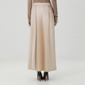 Beige high-waisted satin women's skirt