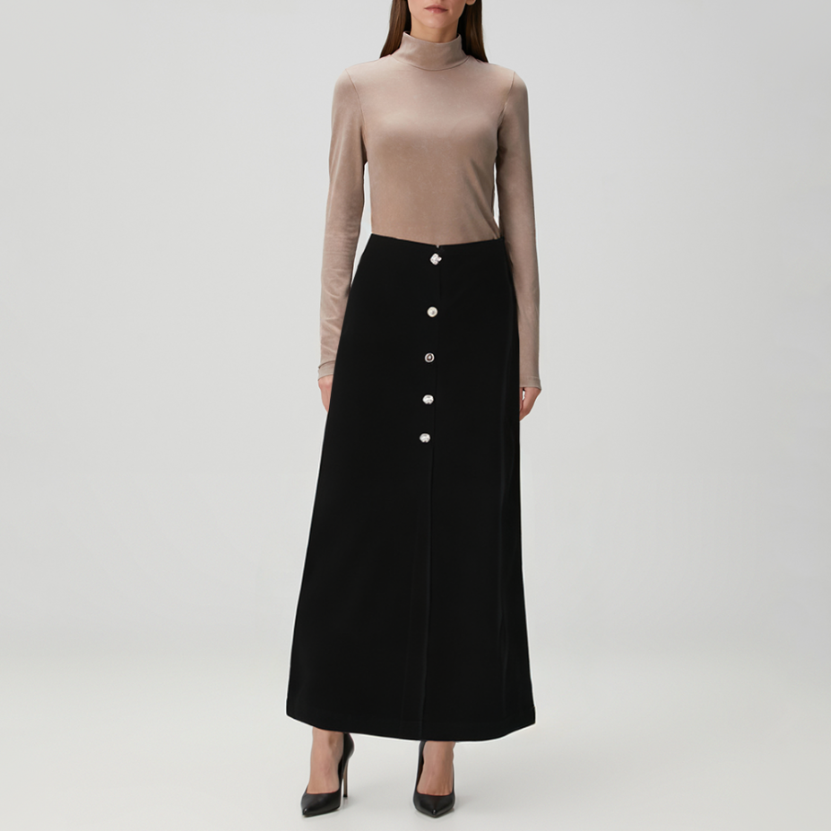 Retro high waist straight skirt for women