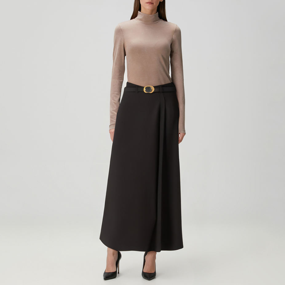 Casual black high waist women's skirt