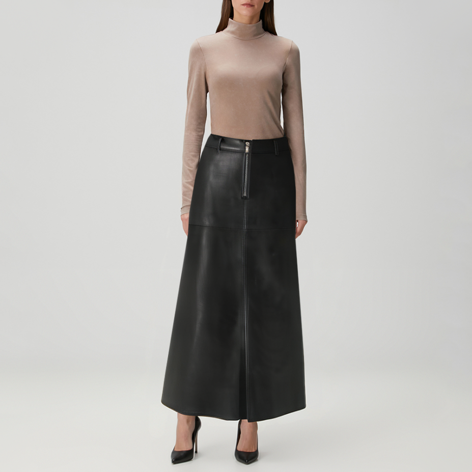 Simple and versatile leather women's skirt