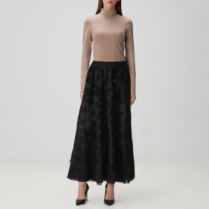 Black all-match three-dimensional flower women's skirt