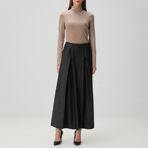 Elegant dark grey pleated women's skirt