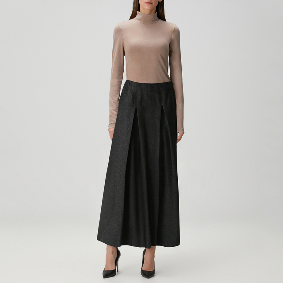 Elegant dark grey pleated women's skirt