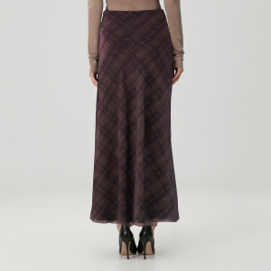 Elegant high-waisted plaid women's skirt