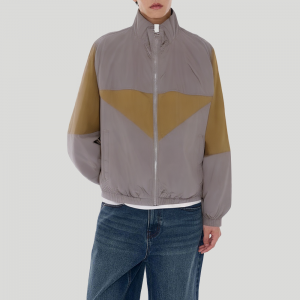 Color-blocked outdoor zip-up men's jacket