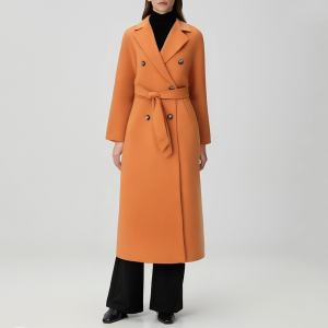 Double-breasted warm belted women's trench coat