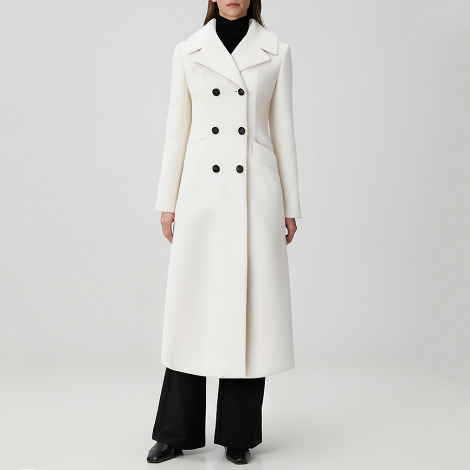 White warm and comfortable women's trench coat