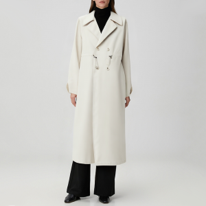 Simple lapel double-breasted women's trench coat
