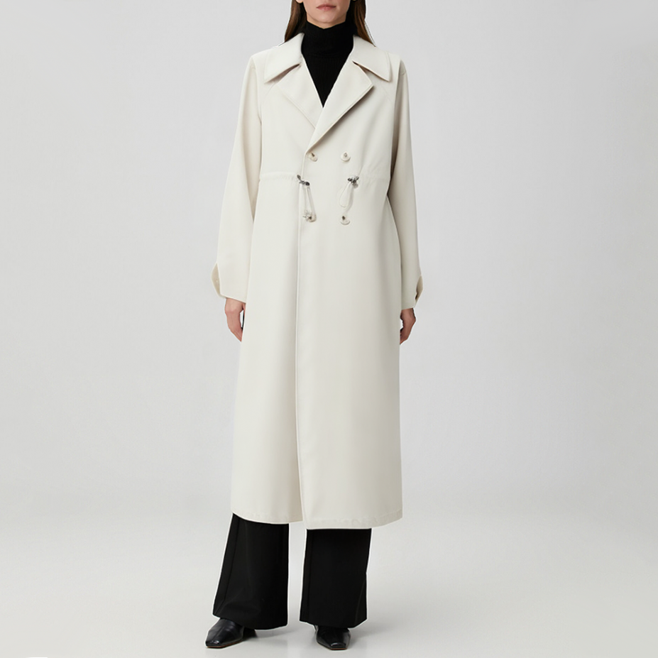 Simple lapel double-breasted women's trench coat