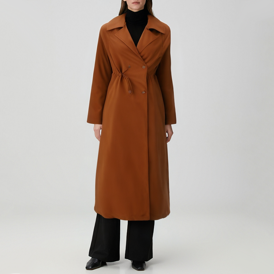 Vintage brown double-breasted women's trench coat