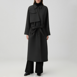 Fashion lapel single-breasted women's trench coat