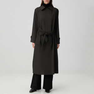 Casual single-breasted long-sleeved women's trench coat