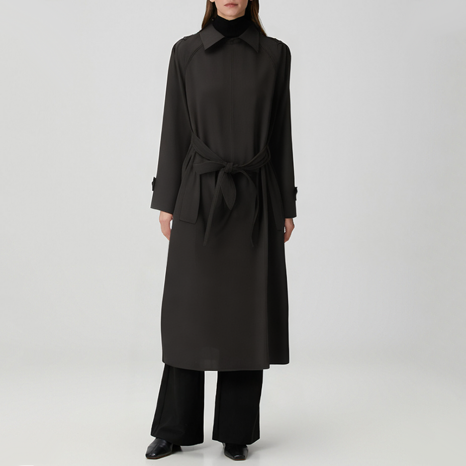 Casual single-breasted long-sleeved women's trench coat