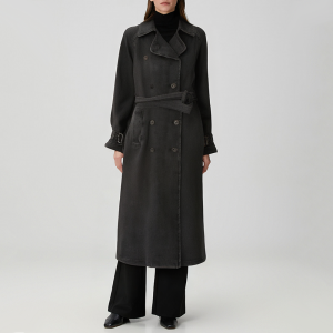 Retro lapel loose women's denim trench coat