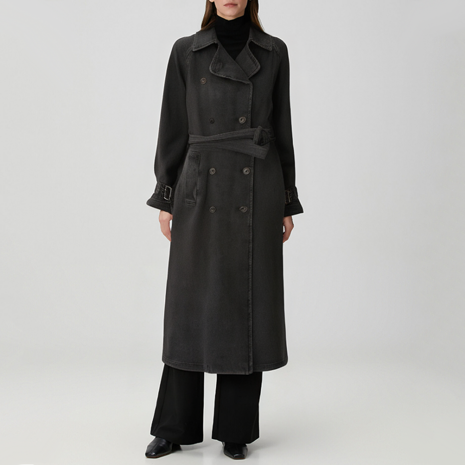 Retro lapel loose women's denim trench coat