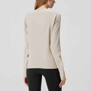 Casual simple side pleats women's long sleeves