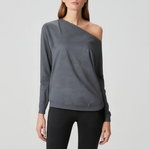 Fashionable oblique collar women's long sleeves