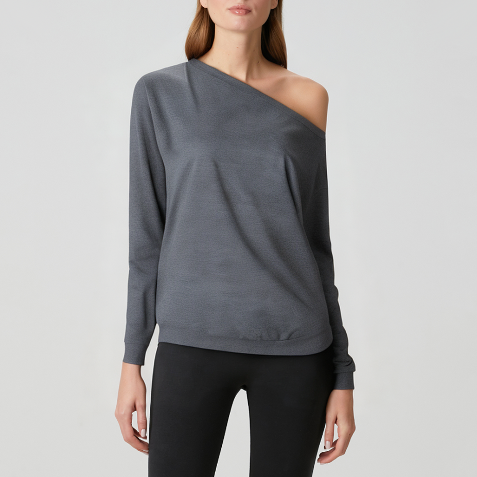 Fashionable oblique collar women's long sleeves