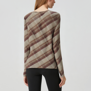 Retro plaid tulle women's long sleeves