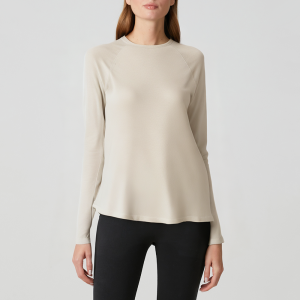 Versatile simple round neck women's long sleeves