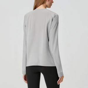 Grey soft round neck women's long sleeves