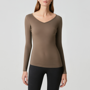 Lightweight and simple V-neck women's long-sleeved top