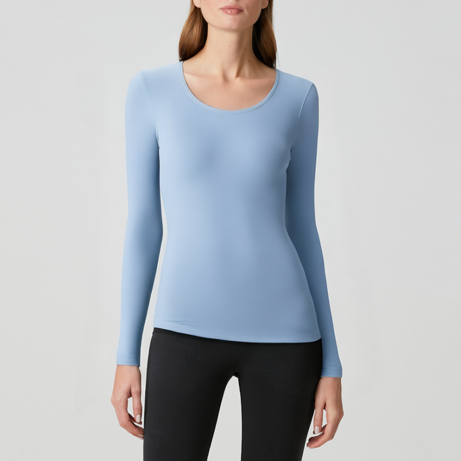 Soft round neck slim fit women's long sleeve