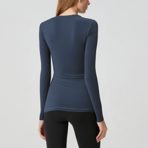 Blue elastic slim fit women's long-sleeved top