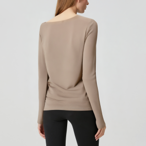Asymmetrical collar pleated long sleeves for women
