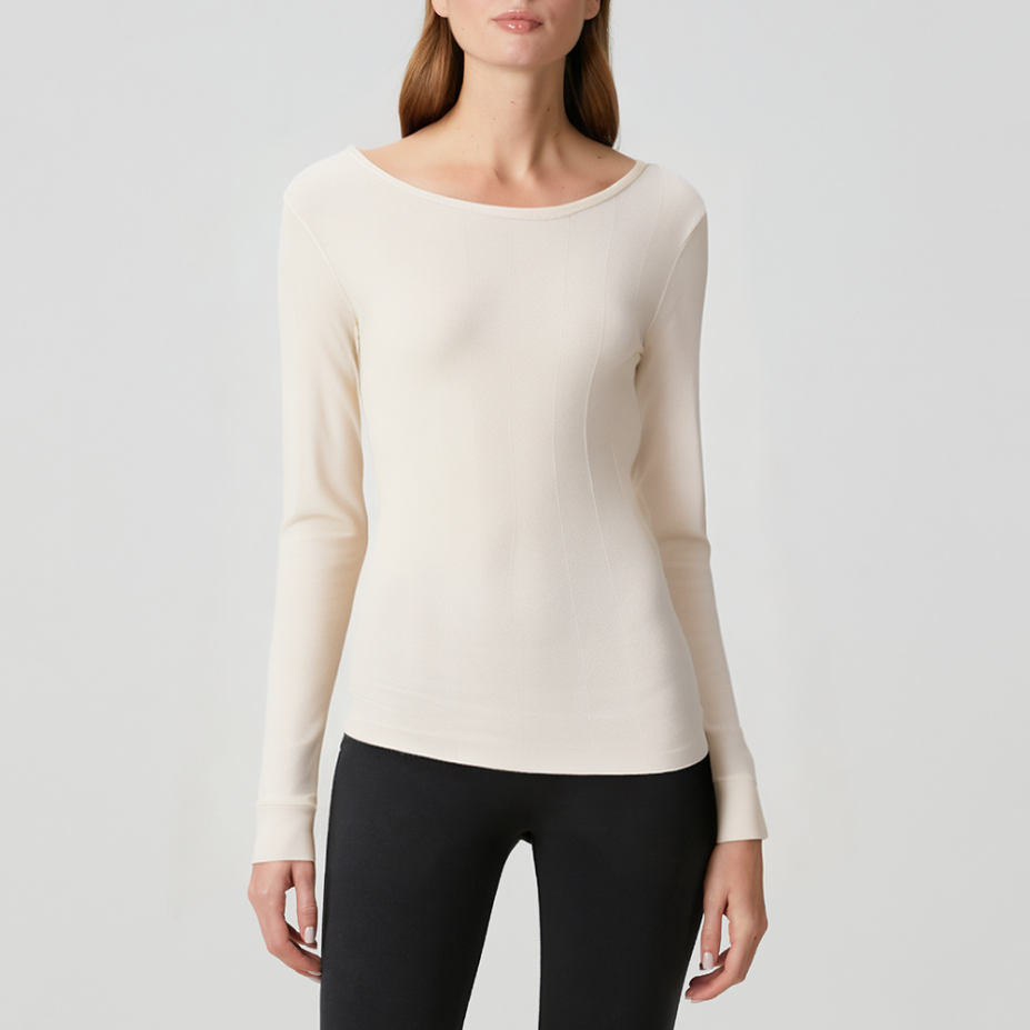 Breathable round neck seamless women's long sleeve